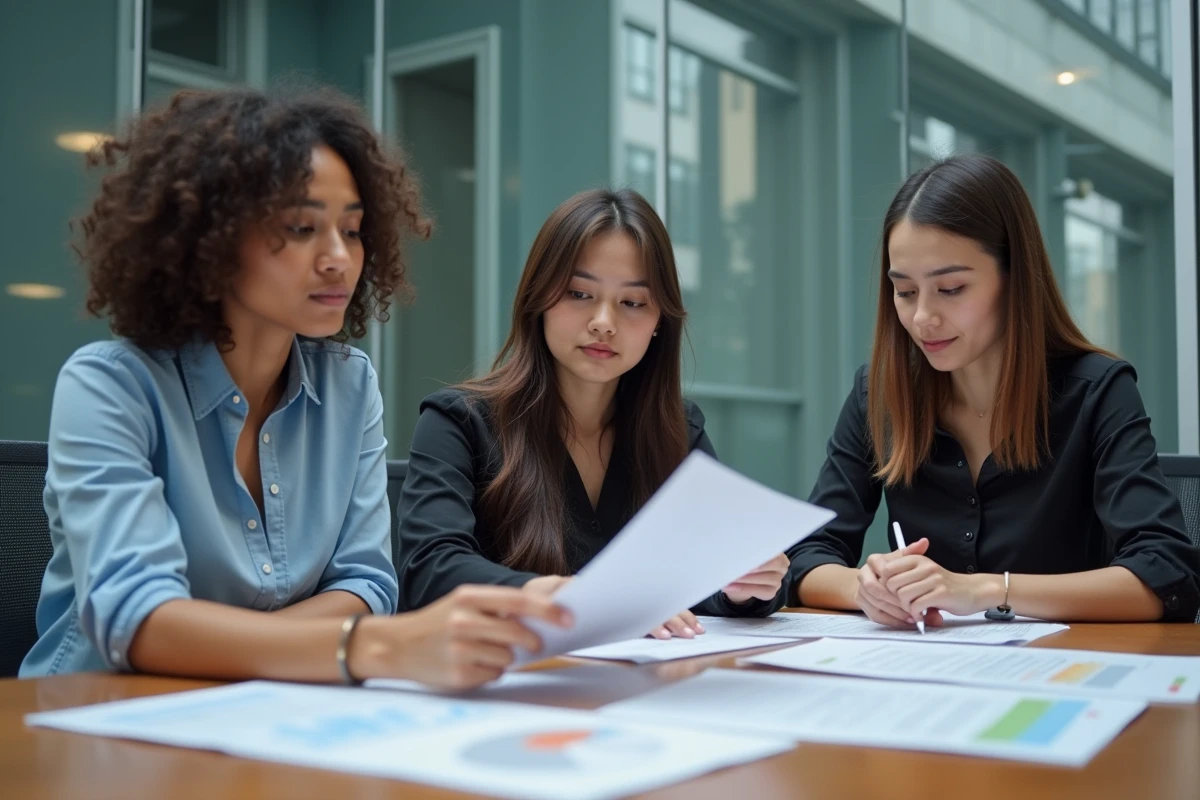 Equipe diverse analysant des rapports de securite digitale
