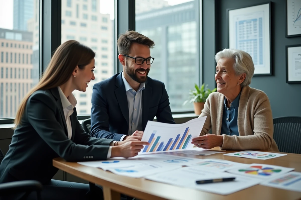 Trois professionnels discutant autour d